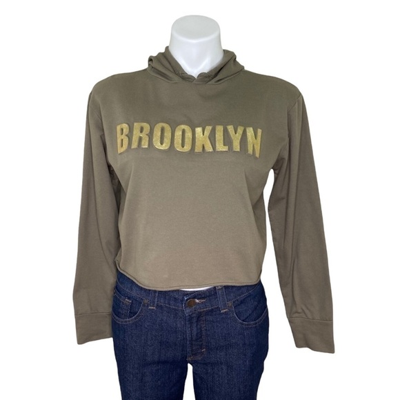 Say What? Tops - SAY WHAT? Army Green Hooded Cropped Sweatshirt Small